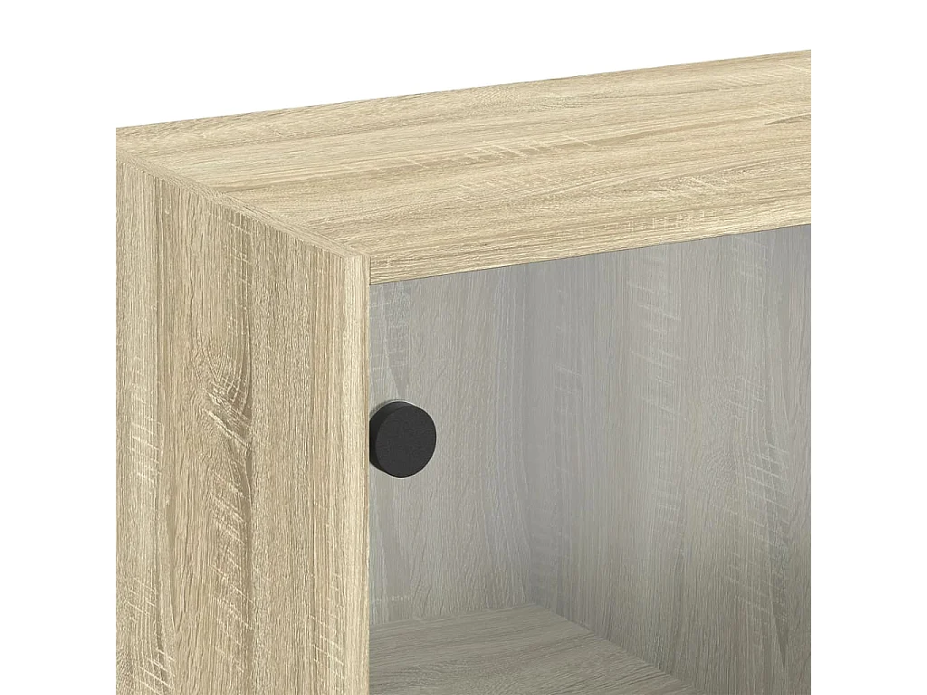 Armário de parede c/ portas vidro 68x37x68,5 cm carvalho sonoma