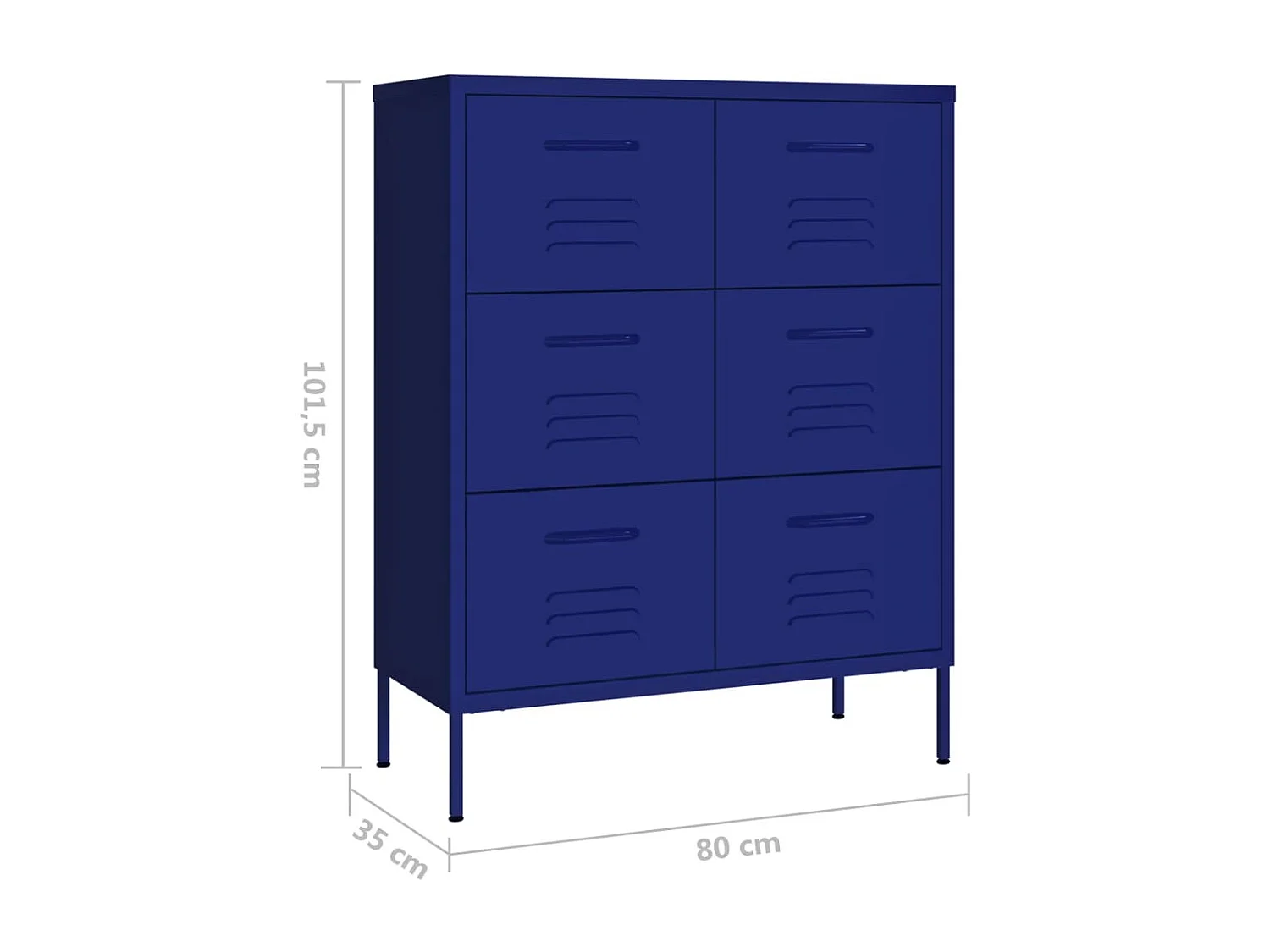 Schubladenschrank Marineblau 80x35x101,5 cm Stahl