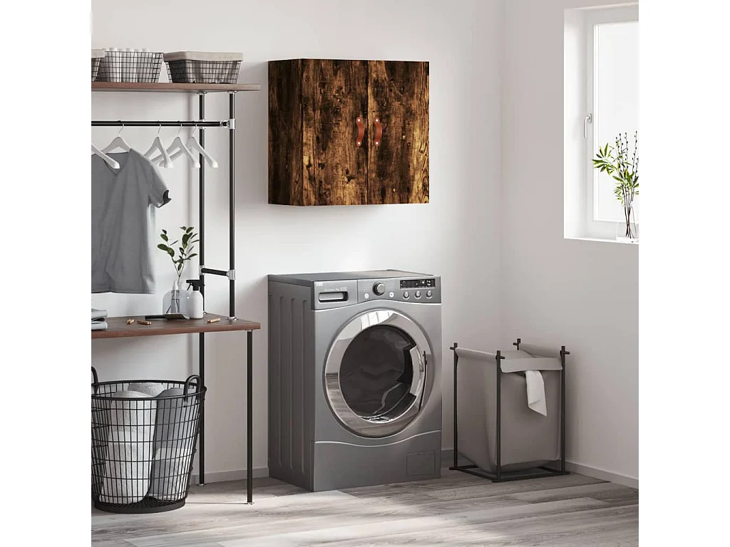 Armoire murale chêne fumé 60x31x60 cm bois d'ingénierie