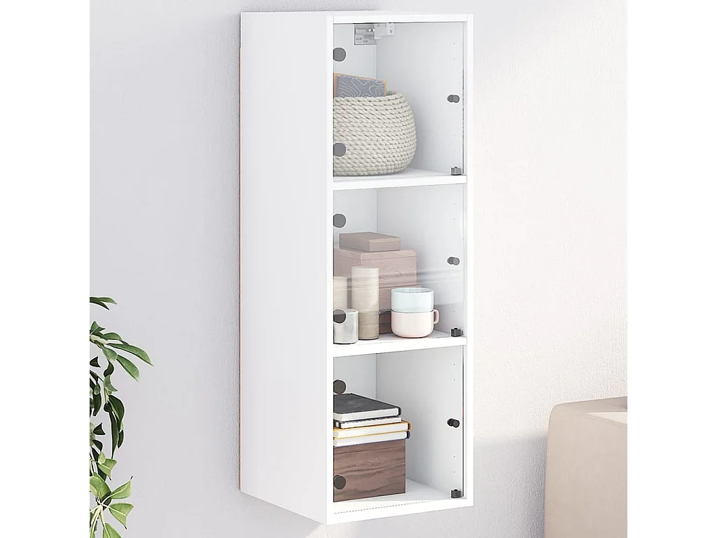 Armário de parede c/ portas de vidro 35x37x100 cm branco
