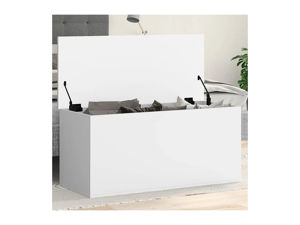 Contenitore Portaoggetti Bianco 100x42x46 cm Legno Multistrato