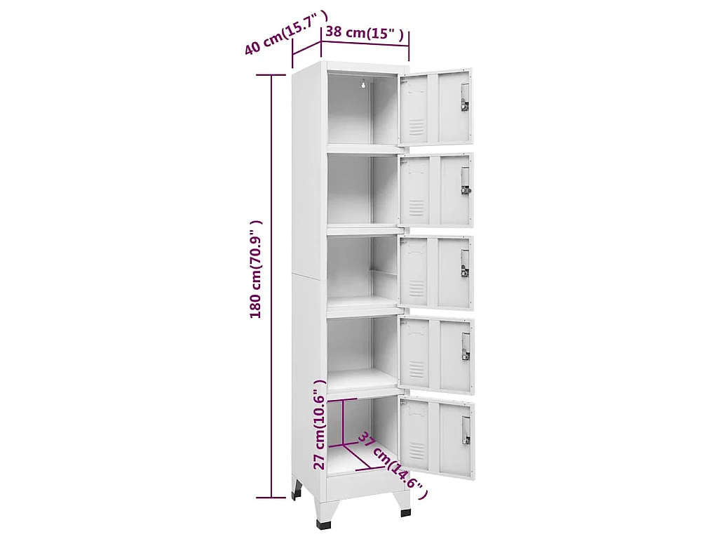 Armoire à casiers Gris Clair 38x40x180 cm Acier