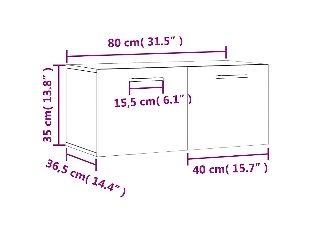 Mobile a Parete Rovere Sonoma 80x36,5x35 cm Legno Multistrato