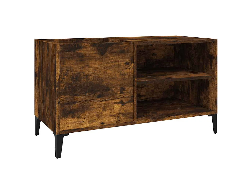 Mobile Porta Dischi Rovere Fumo 84,5x38x48 cm Legno Multistrato