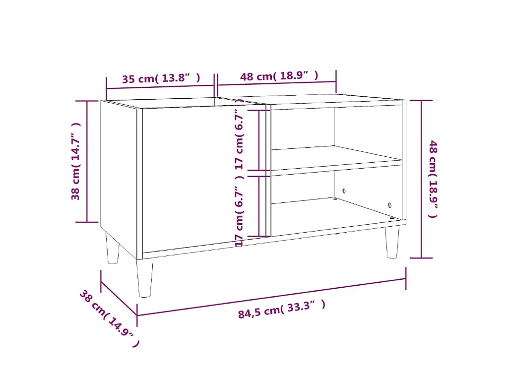 Mobile Porta Dischi Rovere Fumo 84,5x38x48 cm Legno Multistrato