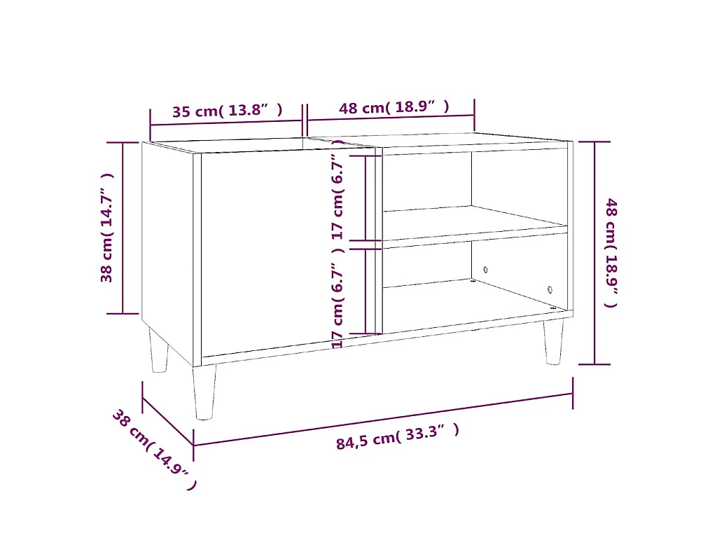 Armoire à disques chêne fumé 84,5x38x48 cm bois d'ingénierie