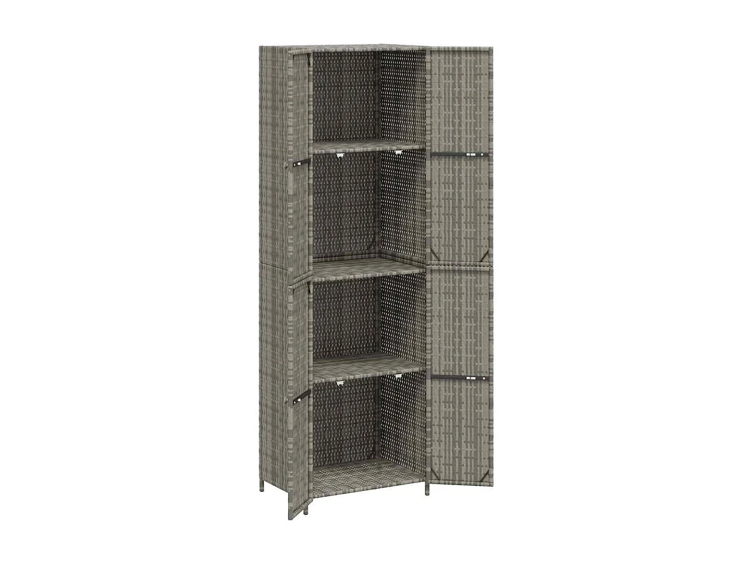 Gartenschrank Grau 59x40x180 cm Poly Rattan