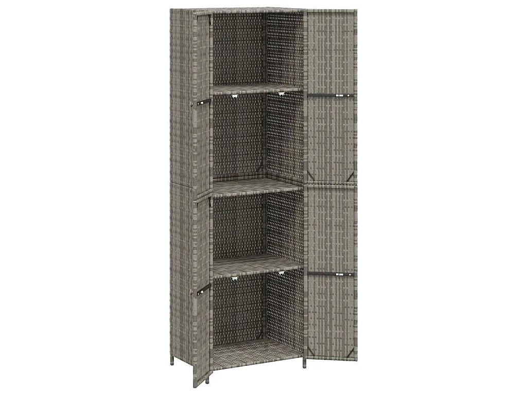 Gartenschrank Grau 59x40x180 cm Poly Rattan
