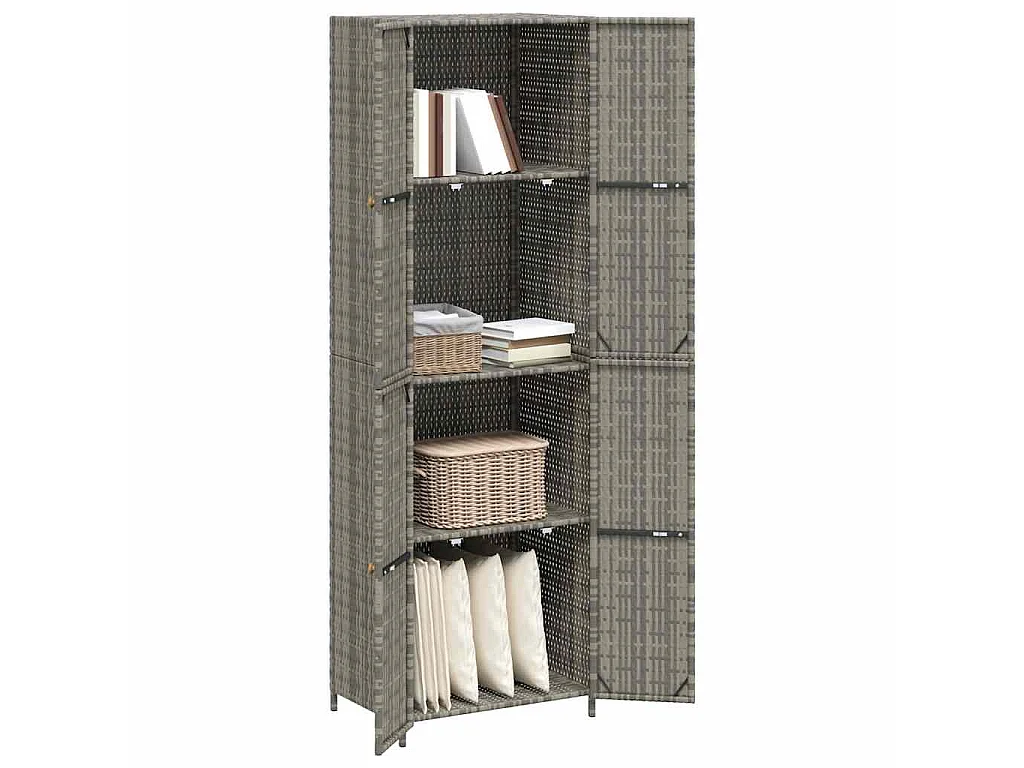 Armoire de rangement jardin Gris 59x40x180 cm Résine tressée