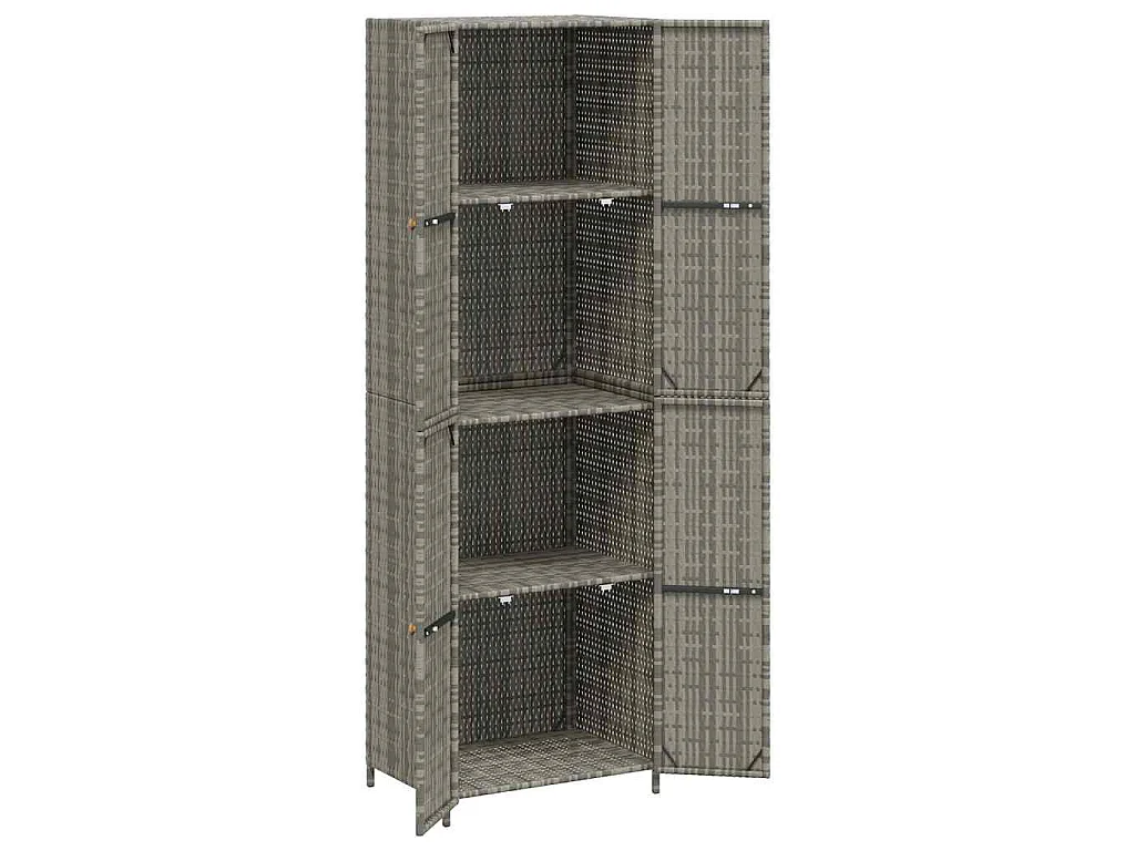 Armoire de rangement jardin Gris 59x40x180 cm Résine tressée