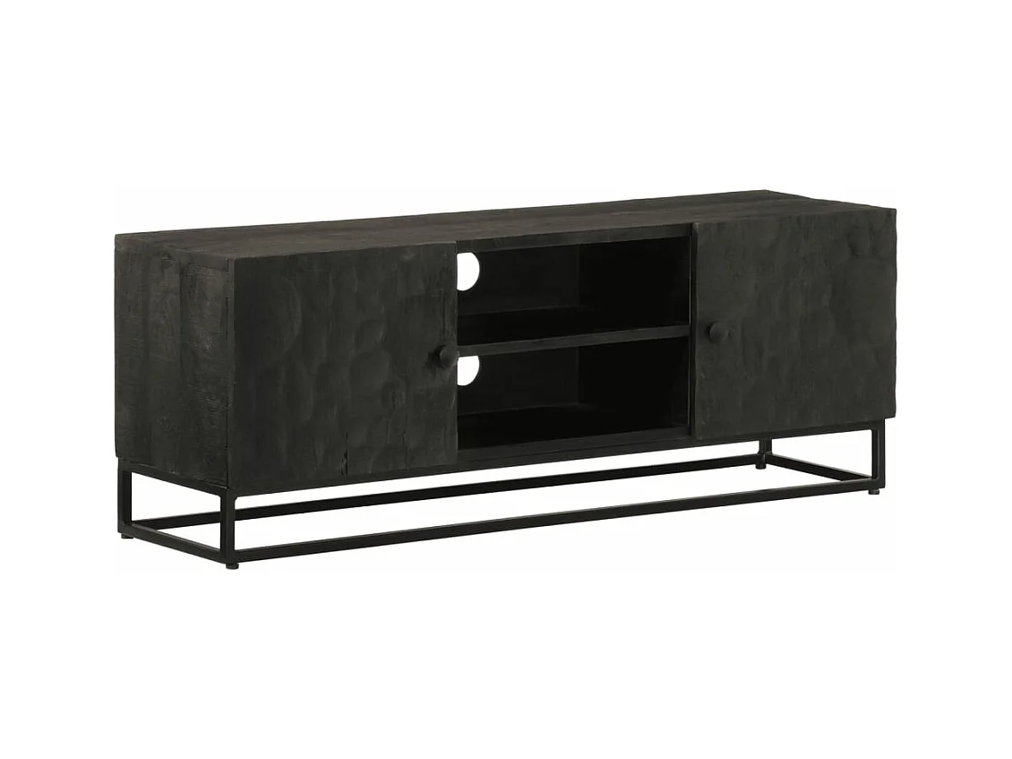 TV-Schrank Schwarz 110x30x40 cm Massivholz Mango und Eisen