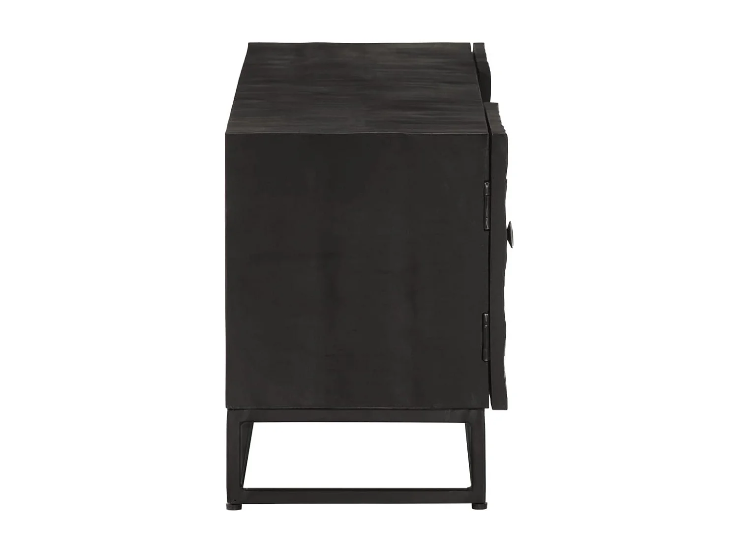 Mobile TV Nero 110x30x40 cm in Legno Massello di Mango e Ferro