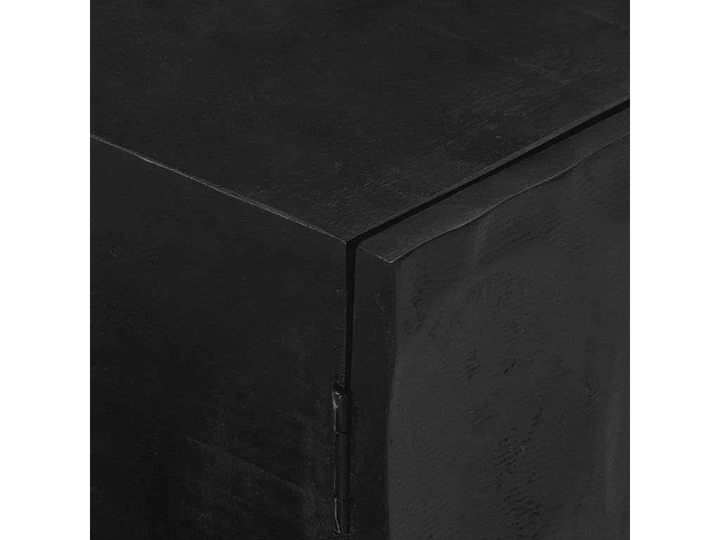 Mobile TV Nero 110x30x40 cm in Legno Massello di Mango e Ferro