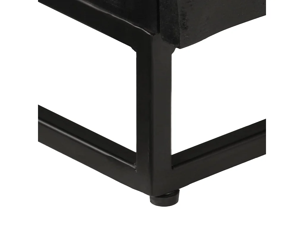 Mobile TV Nero 110x30x40 cm in Legno Massello di Mango e Ferro