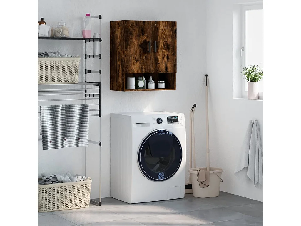 Wandkast 60x31x70 cm bewerkt hout gerookt eikenkleurig