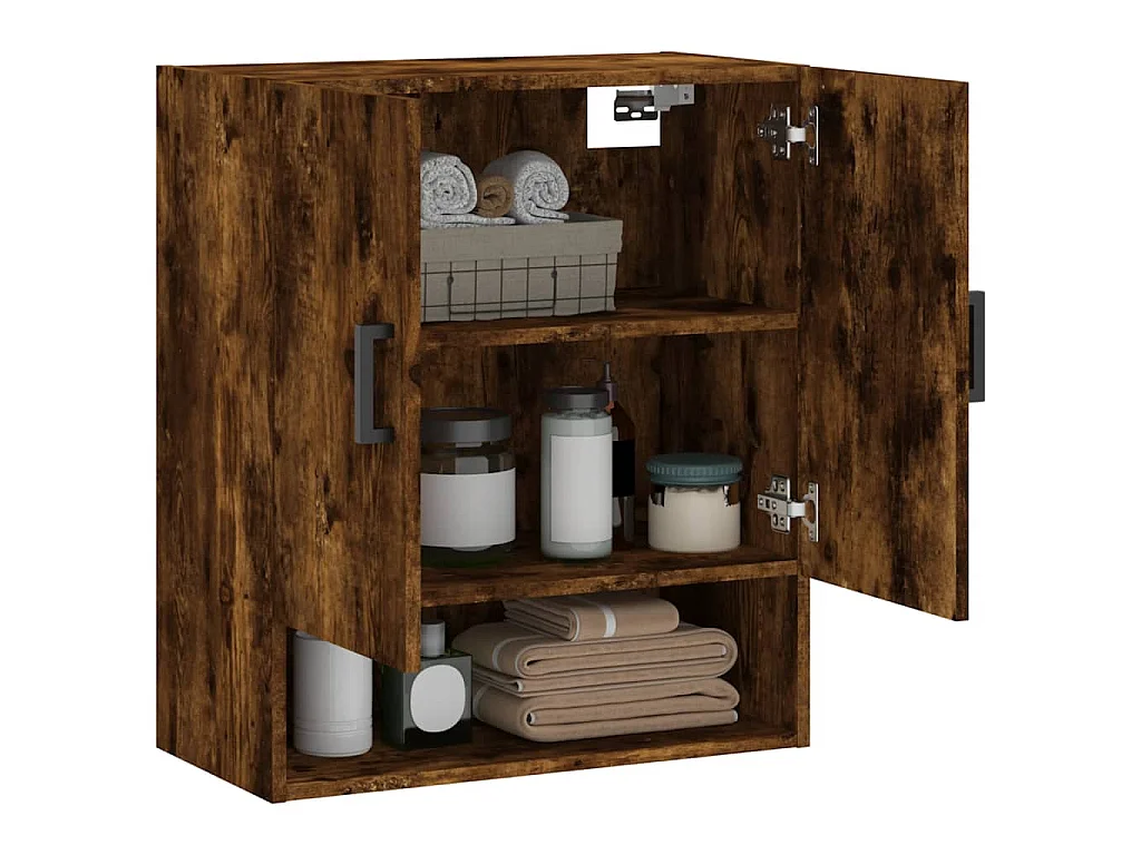 Wandkast 60x31x70 cm bewerkt hout gerookt eikenkleurig