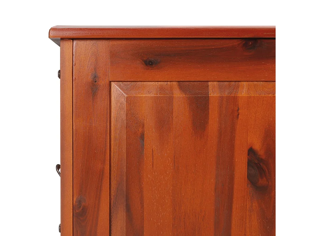 Coffre de rangement avec couvercle marron bois massif d'acacia