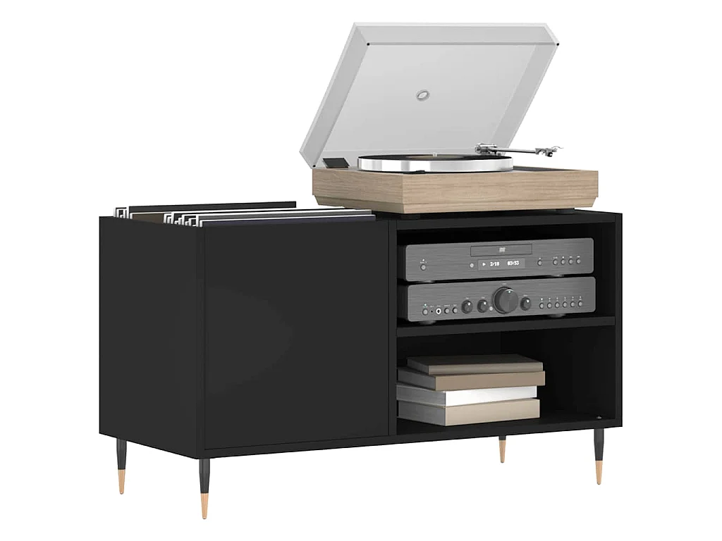 Plattenschrank Schwarz 85x38x48 cm Holzwerkstoff