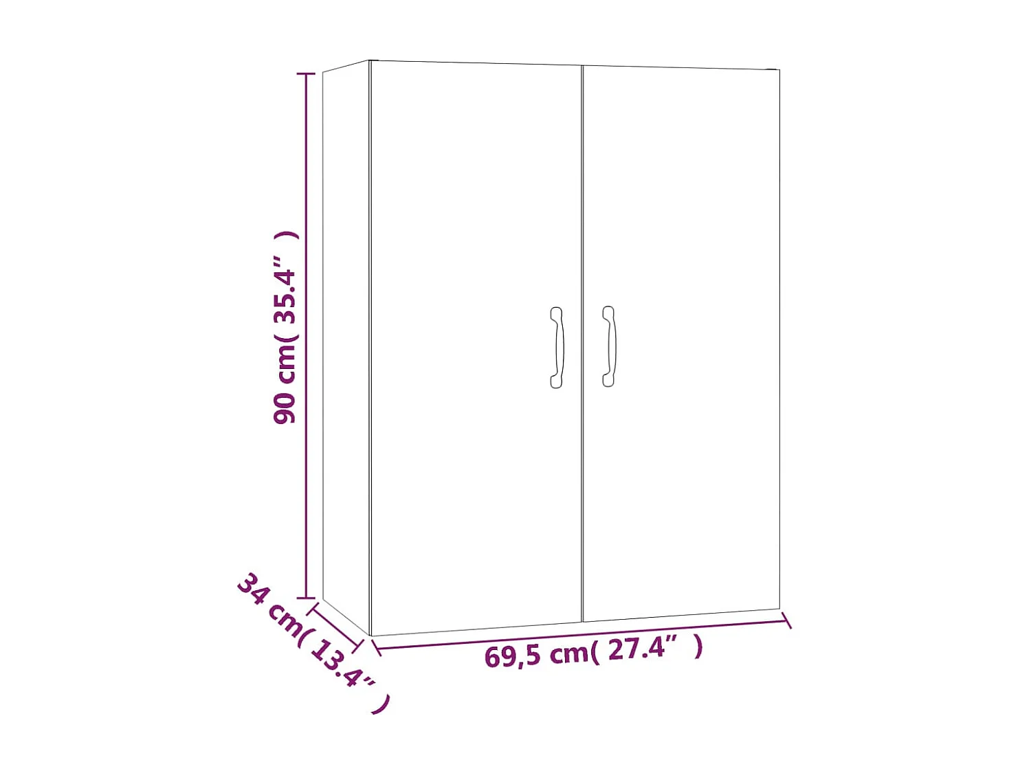 Armoire suspendue Gris béton 69,5x34x90 cm Bois d'ingénierie