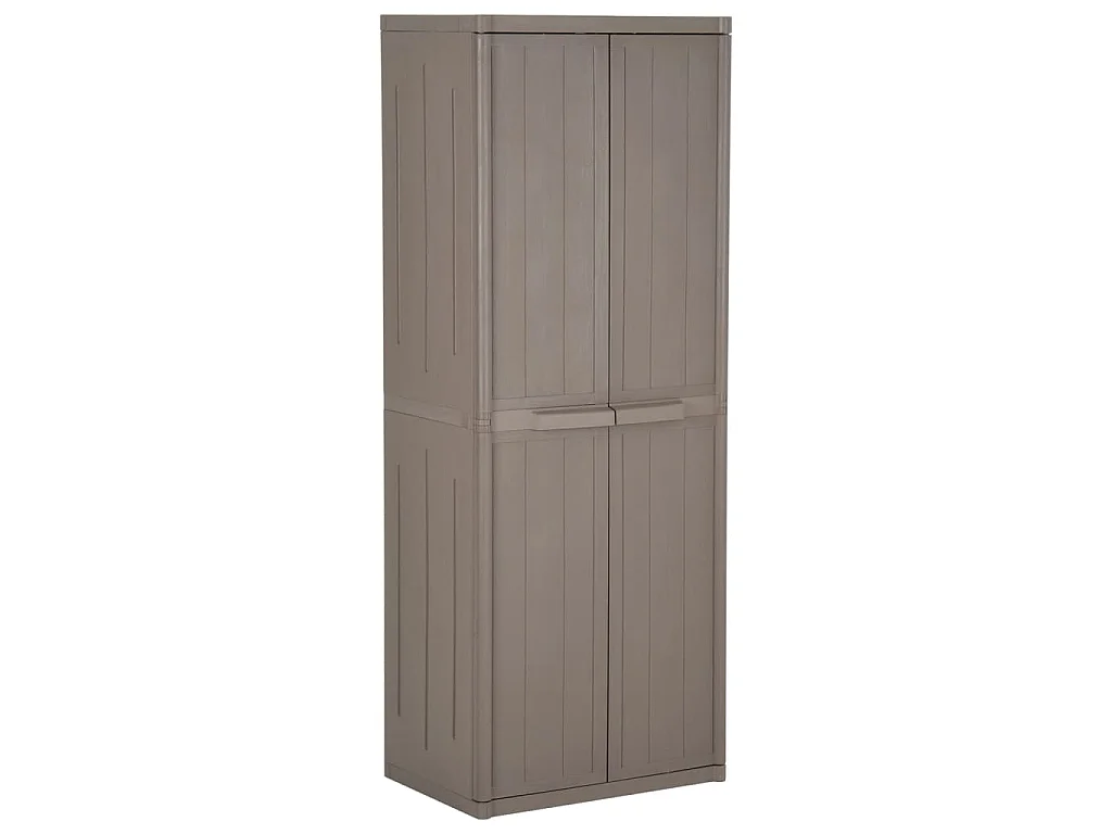 Móvel arrumação jardim 65x45x172 cm PP aspeto madeira castanho