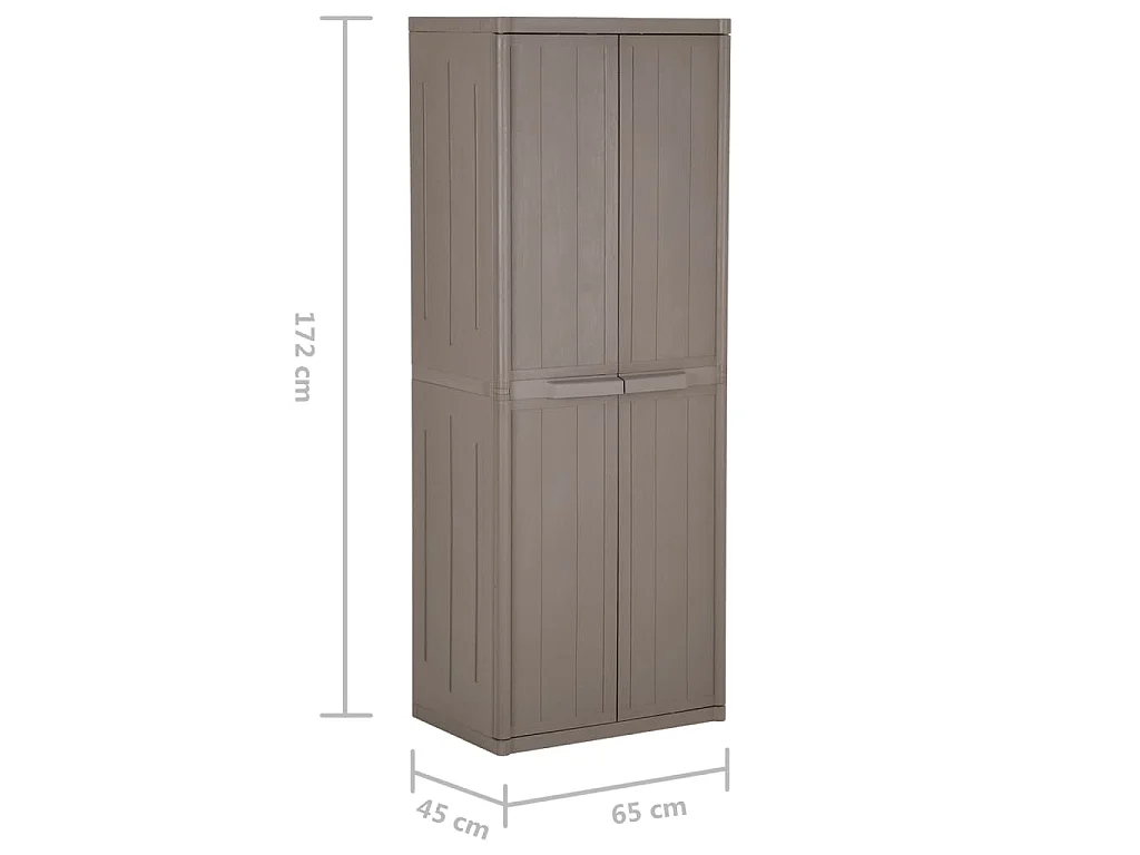 Móvel arrumação jardim 65x45x172 cm PP aspeto madeira castanho