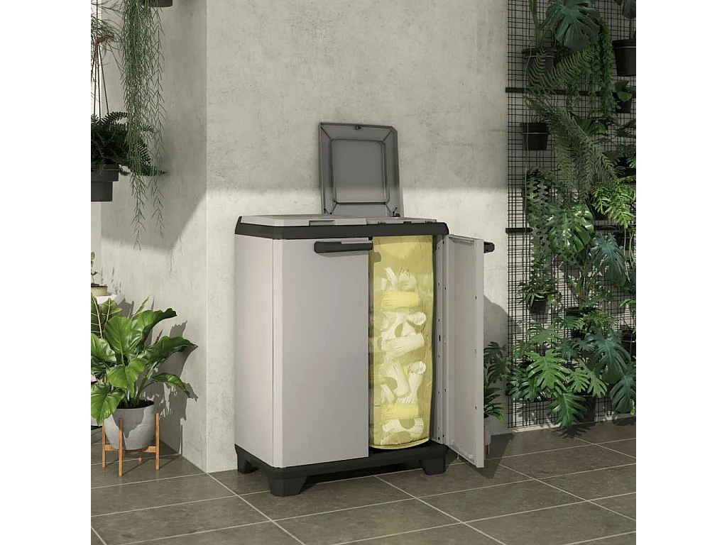 Armadietto per Raccolta Differenziata Planet Grigio e Nero