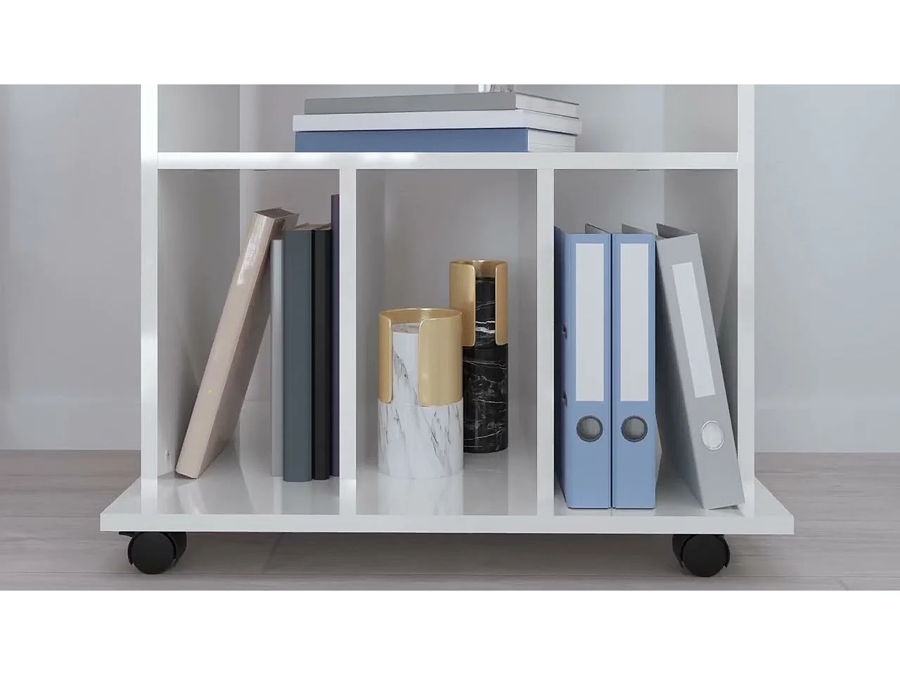 Armario ruedas madera contrachapada blanco brillante 60x45x60cm