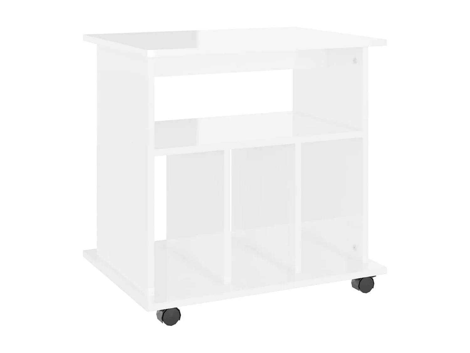 Armoire à roulettes Blanc brillant 60x45x60cm Bois d’ingénierie
