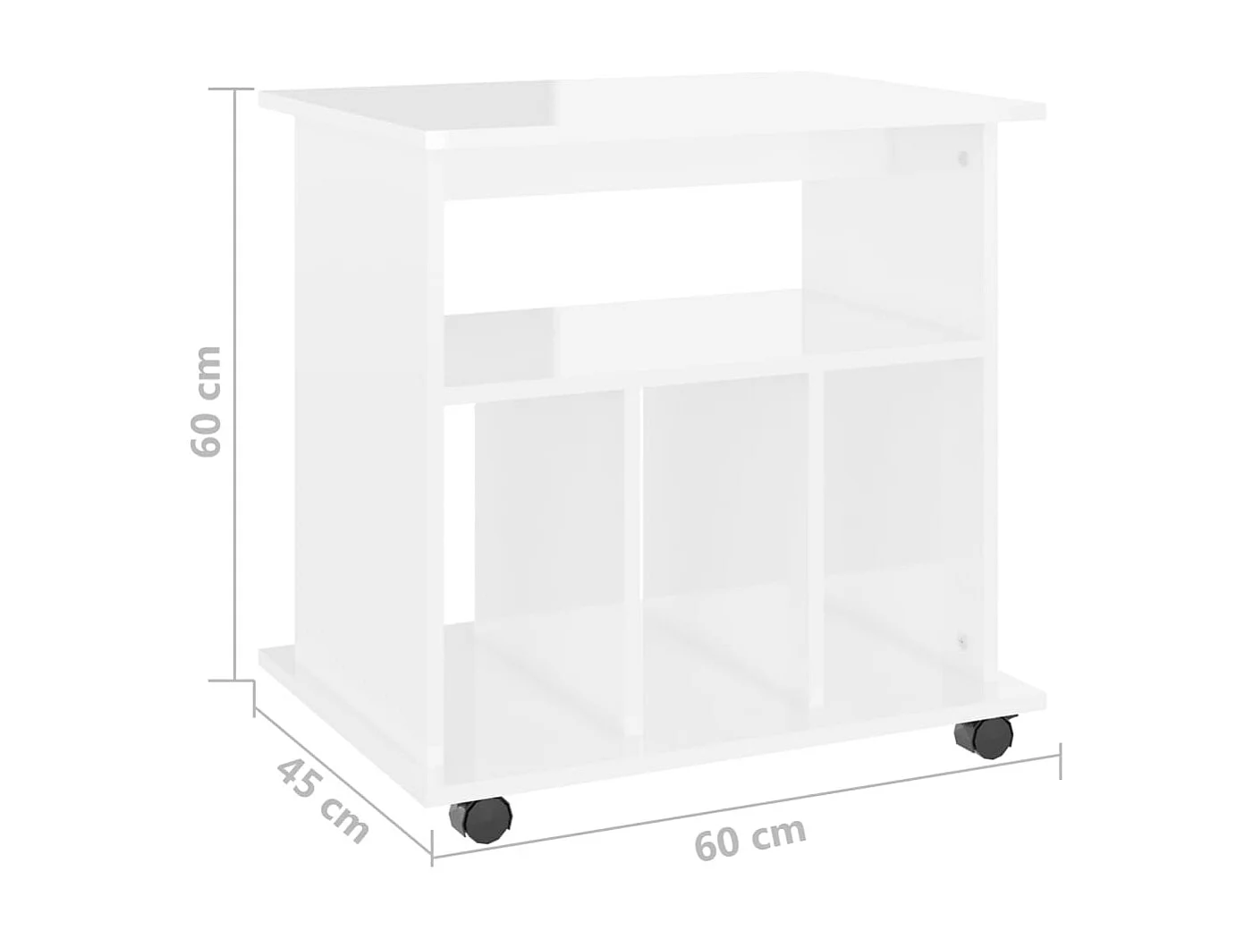 Armoire à roulettes Blanc brillant 60x45x60cm Bois d’ingénierie