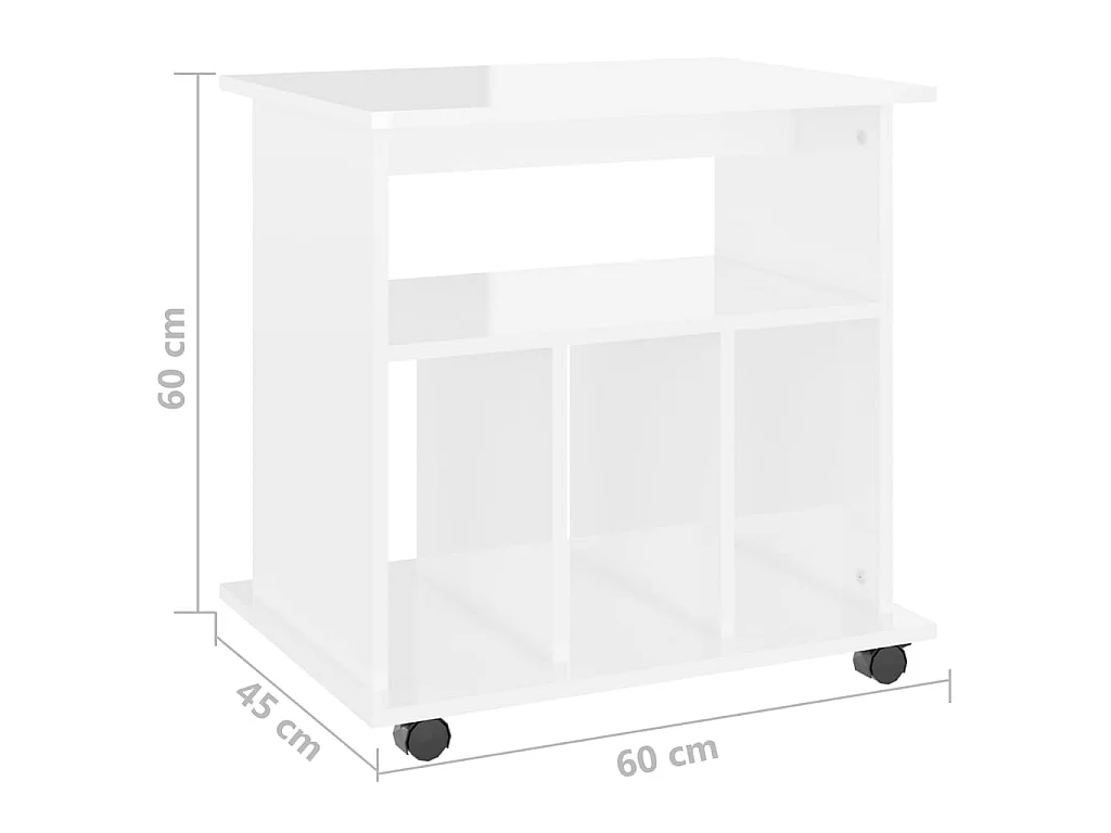 Armoire à roulettes Blanc brillant 60x45x60cm Bois d’ingénierie