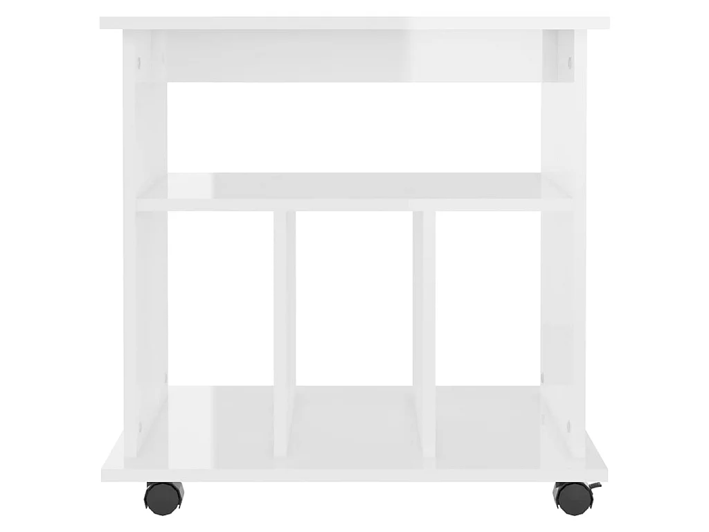 Armoire à roulettes Blanc brillant 60x45x60cm Bois d’ingénierie