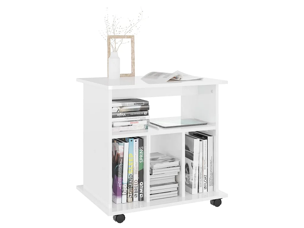 Armoire à roulettes Blanc brillant 60x45x60cm Bois d’ingénierie
