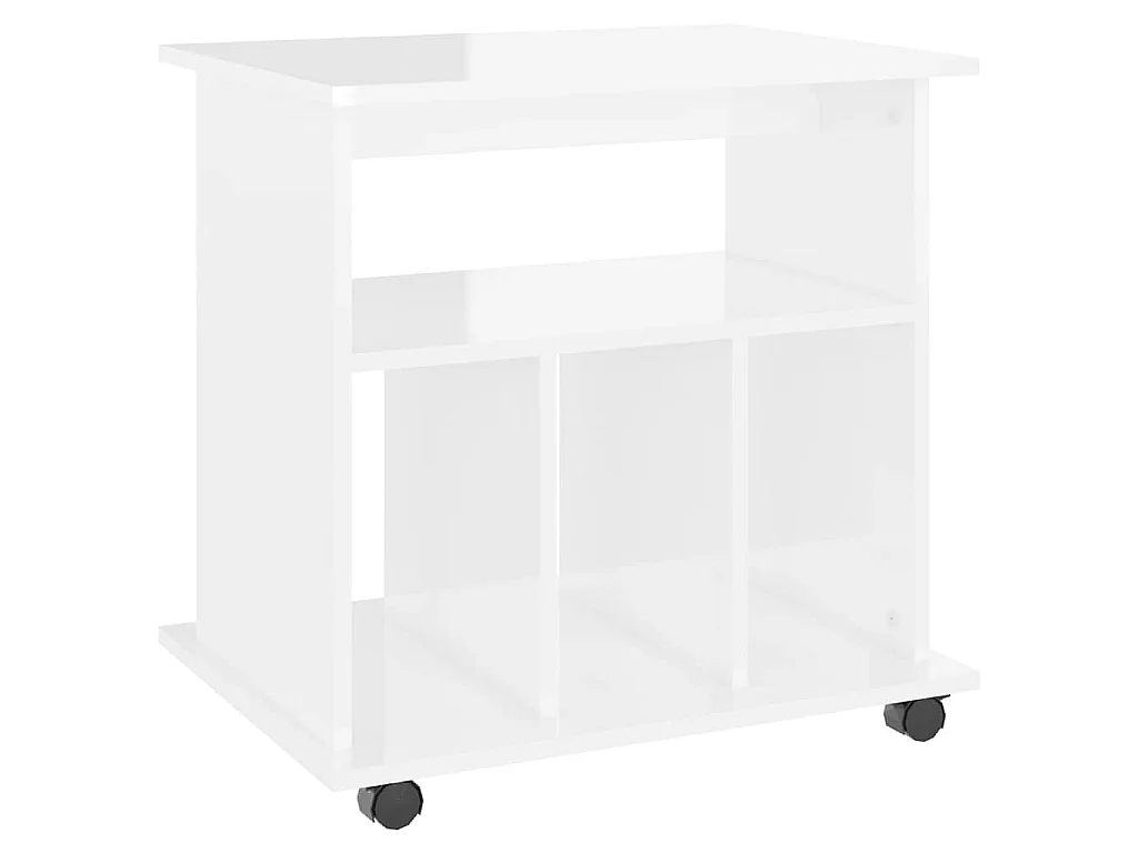 Armoire à roulettes Blanc brillant 60x45x60cm Bois d’ingénierie