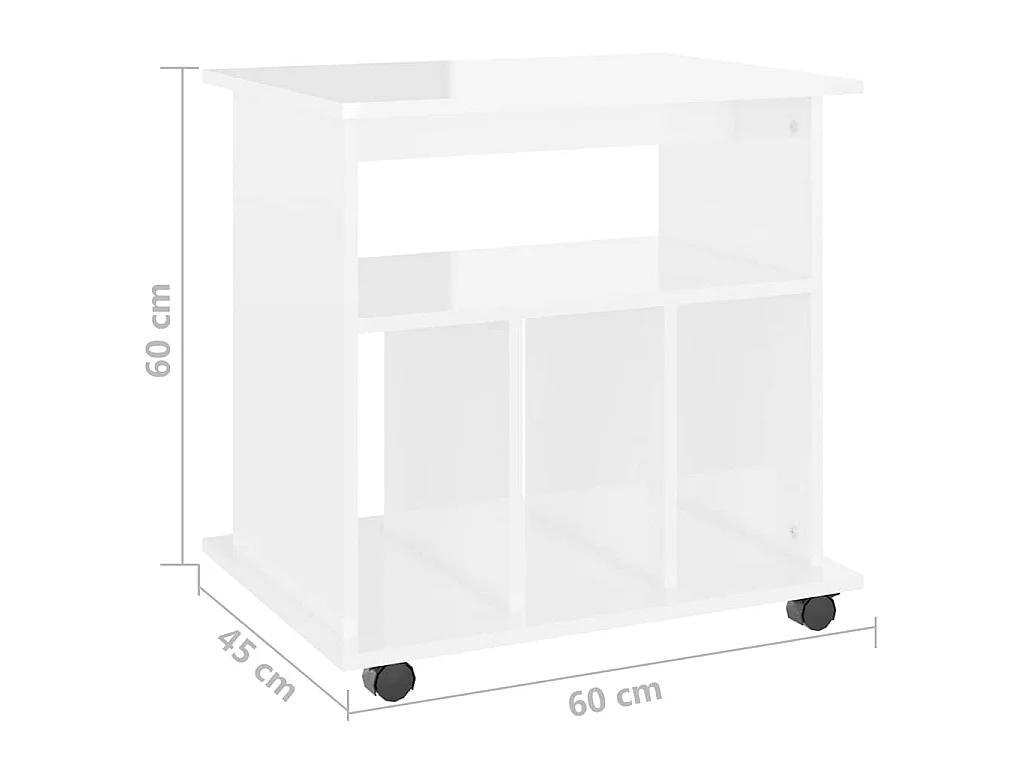 Rolkast 60x45x60 cm bewerkt hout hoogglans wit