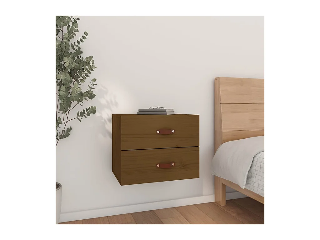 Table de chevet murale Marron miel 50x36x40 cm