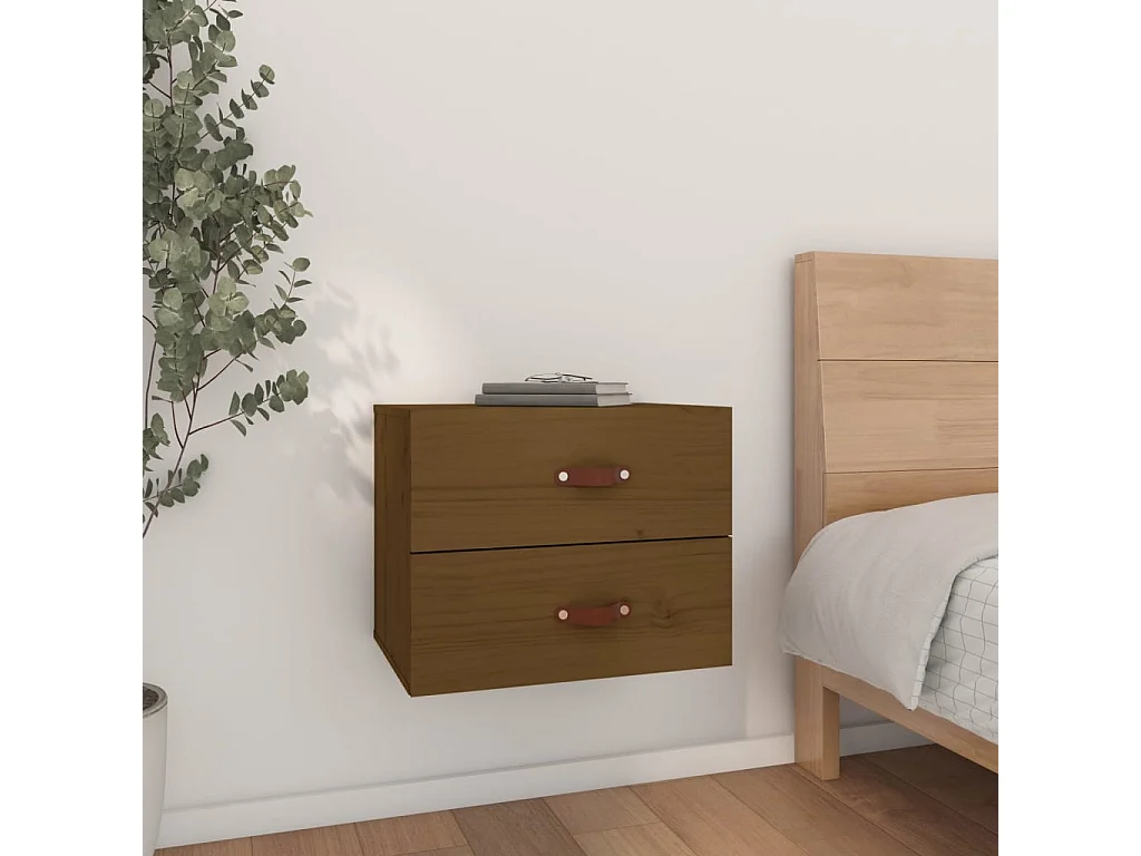 Table de chevet murale Marron miel 50x36x40 cm