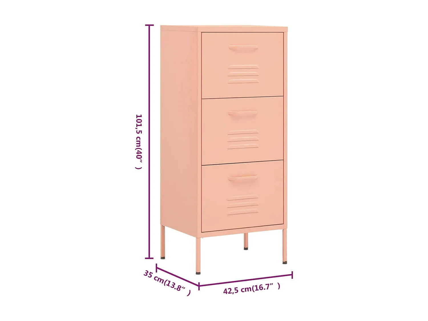Armoire de rangement Rose 42,5x35x101,5 cm Acier