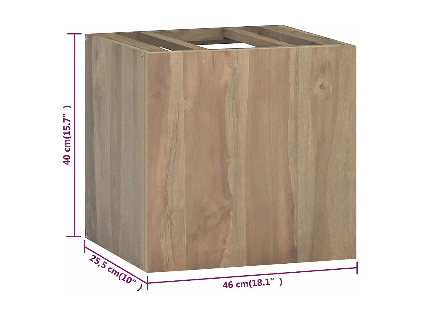 Wand-Badschrank 46x25,5x40 cm Massivholz Teak