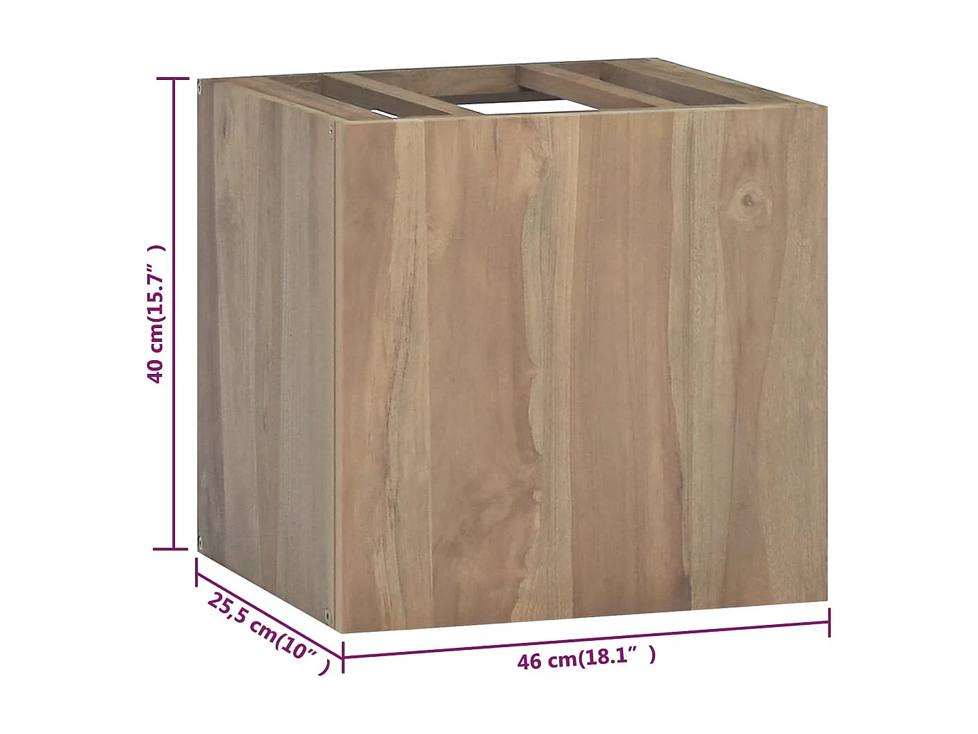 Badkamerwandkast 46x25,5x40 cm massief teakhout