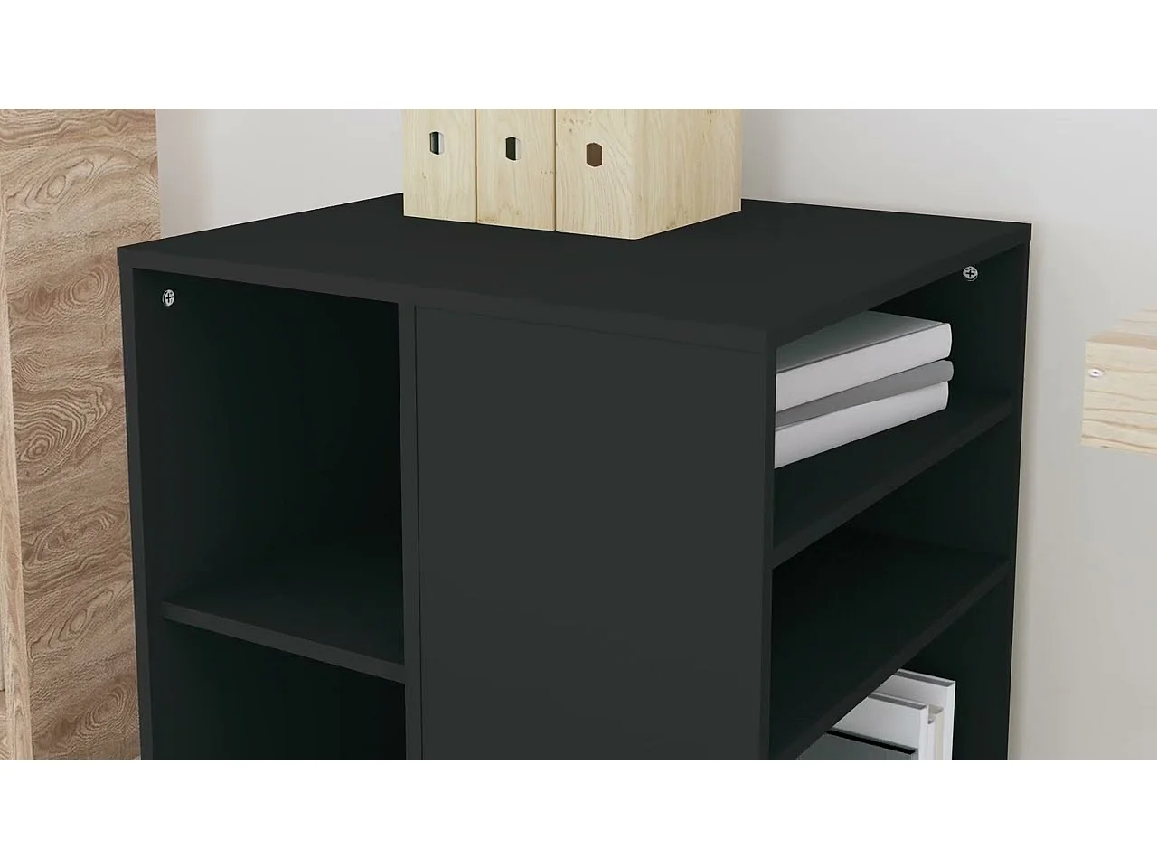 Armoire à roulettes Noir 60x53x72 cm Bois d’ingénierie