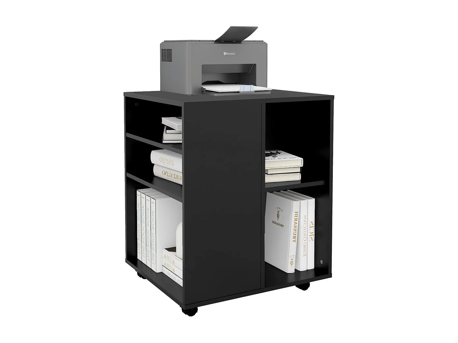 Armario con ruedas madera contrachapada negro 60x53x72 cm