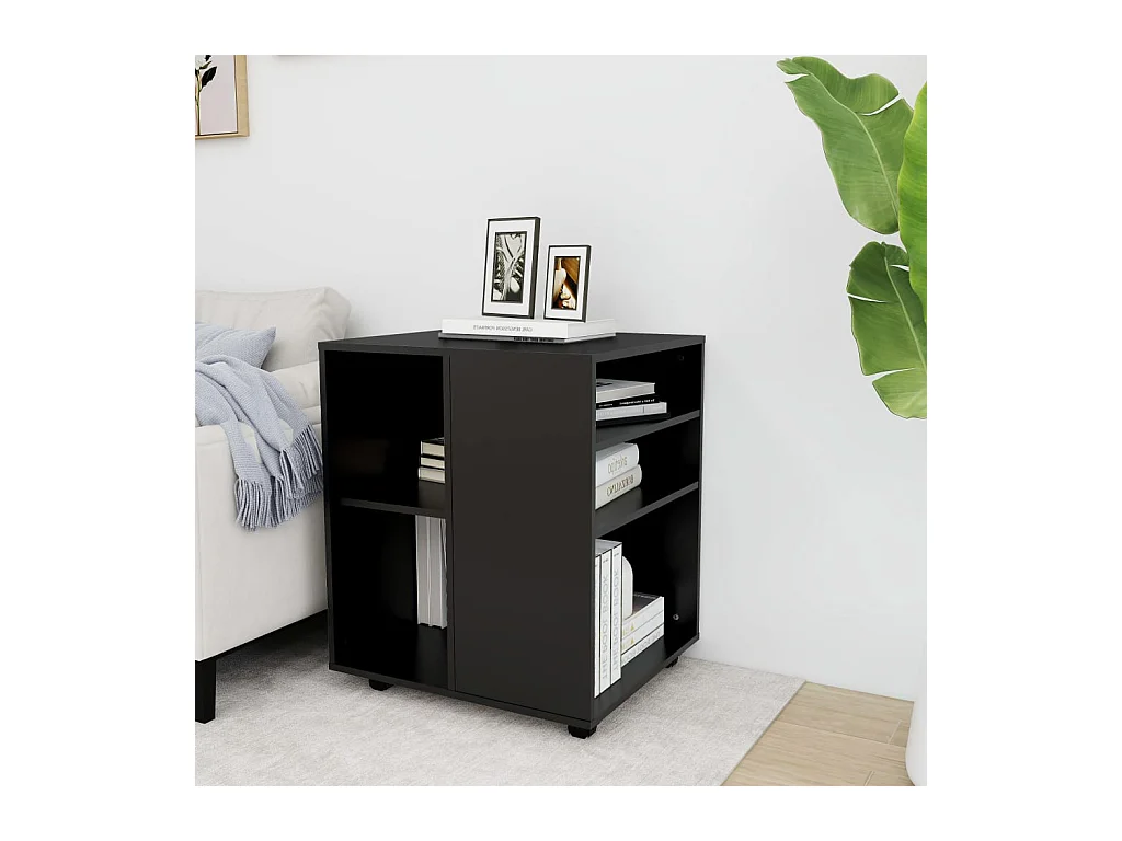 Armoire à roulettes Noir 60x53x72 cm Bois d’ingénierie