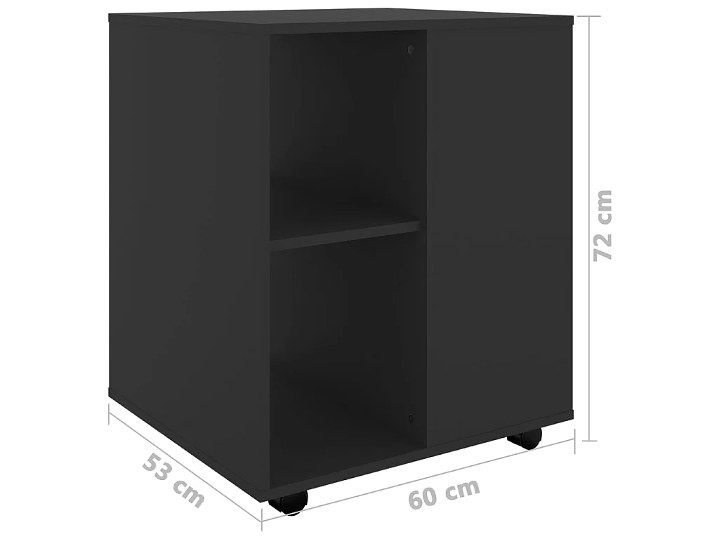 Rollschrank Schwarz 60x53x72 cm Holzwerkstoff