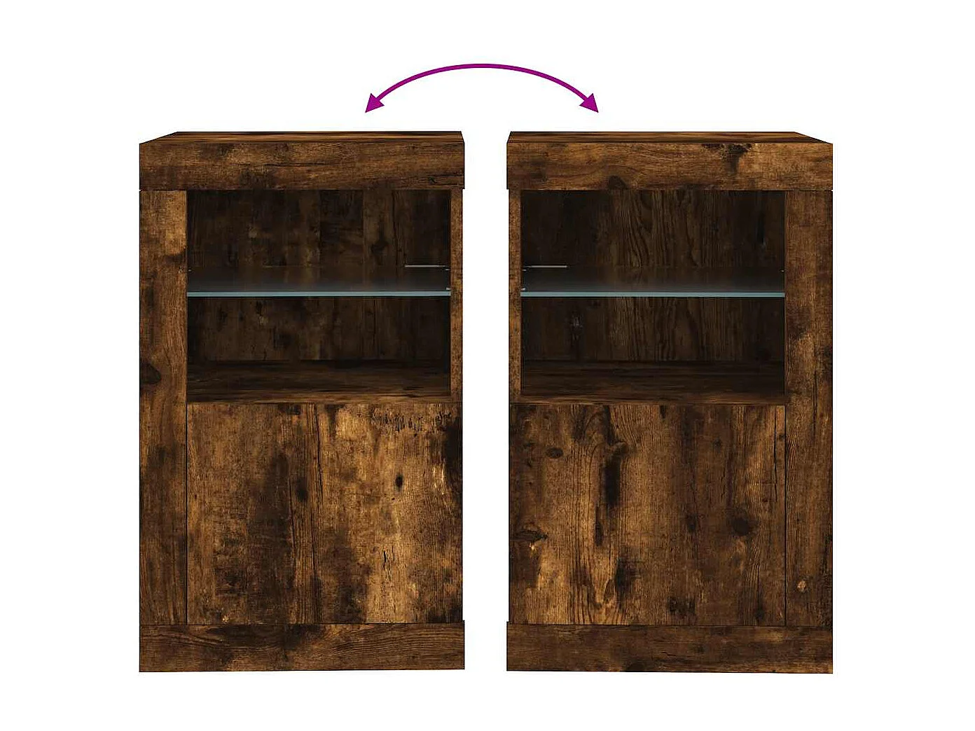 Beistellschrank mit LED-Leuchten Räuchereiche Holzwerkstoff