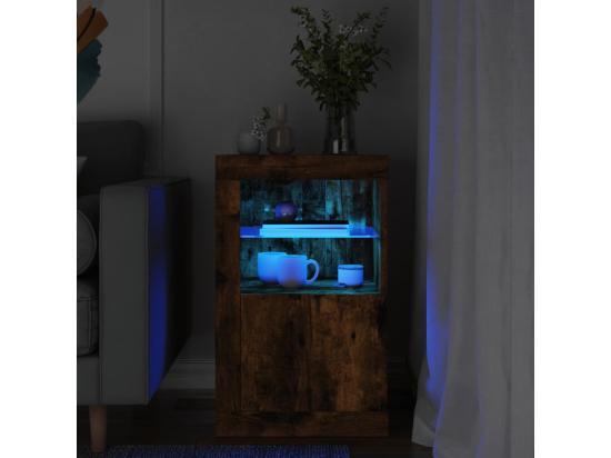 vente unique Armoire latérale avec lumières LED chêne fumé bois d'ingénierie