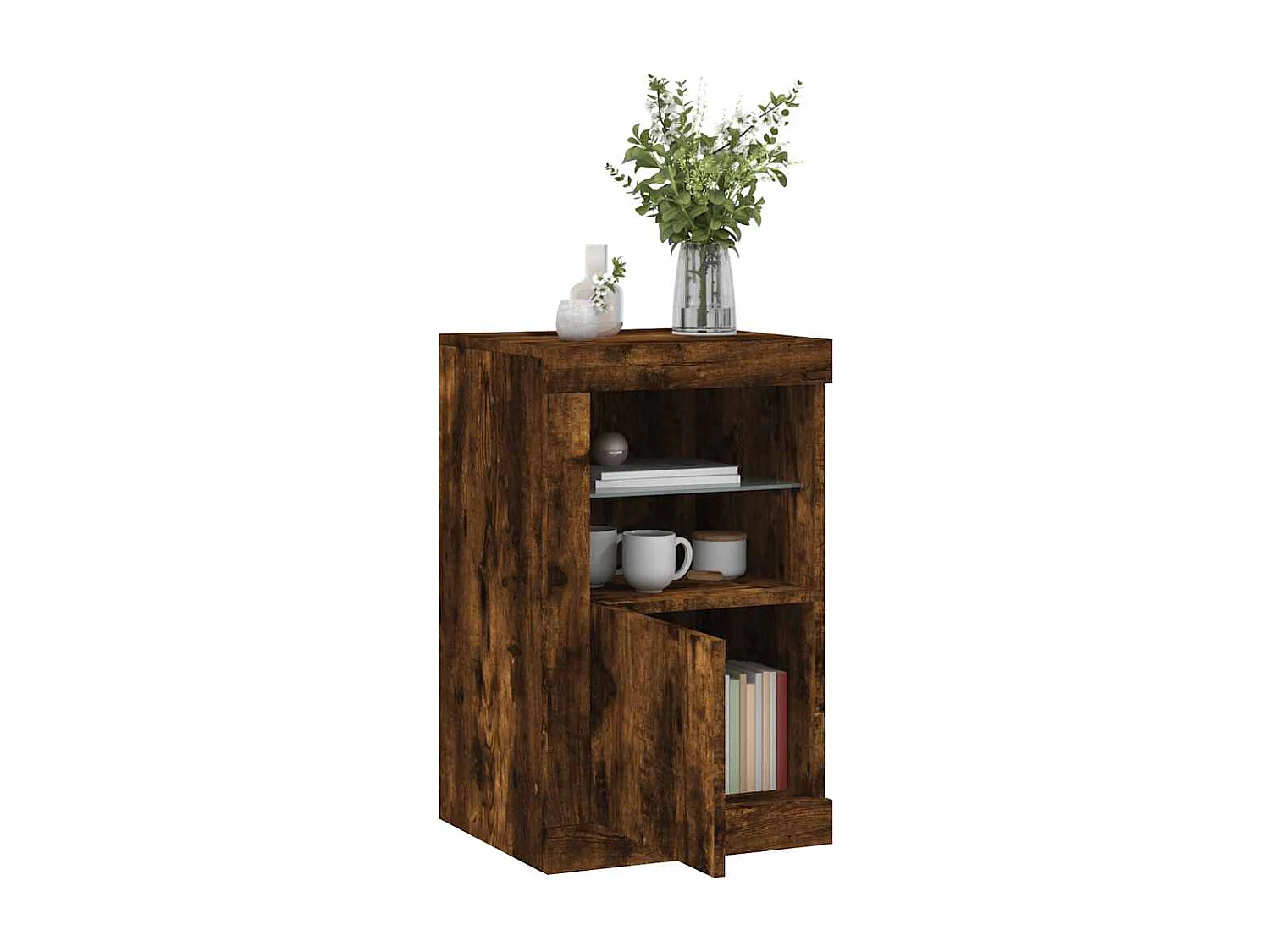 Beistellschrank mit LED-Leuchten Räuchereiche Holzwerkstoff