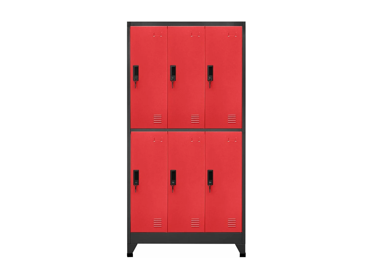 Lockerkast 90x45x180 cm staal antracietkleurig en rood