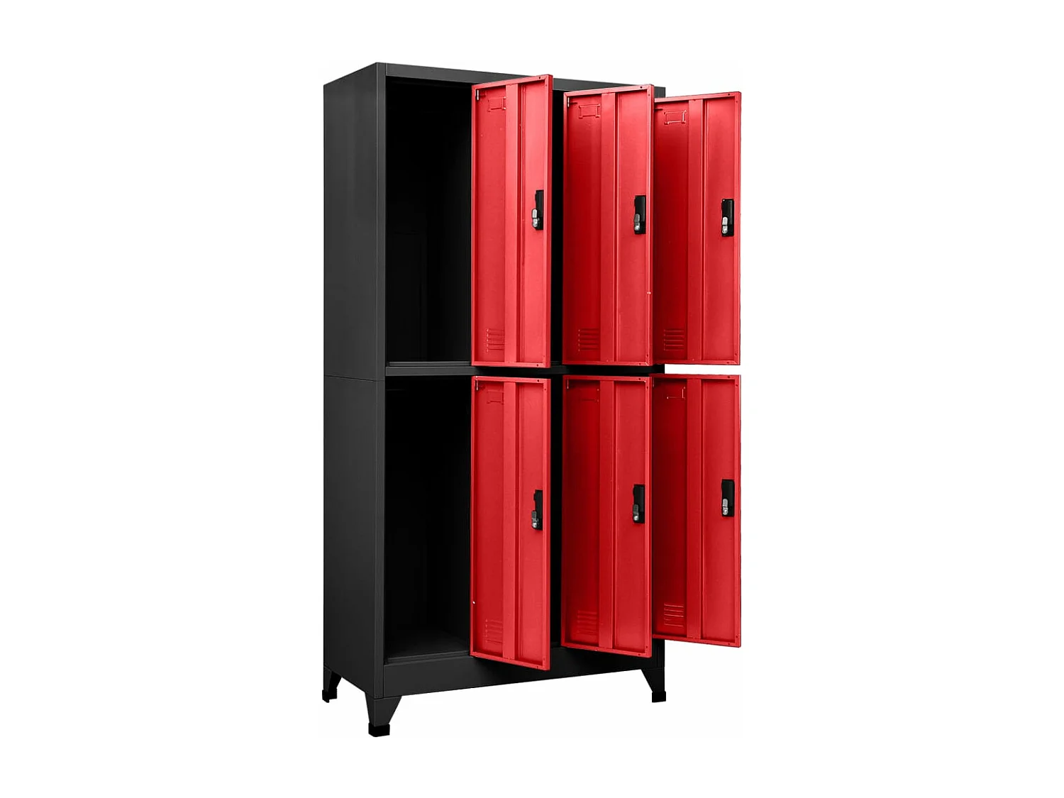 Lockerkast 90x45x180 cm staal antracietkleurig en rood