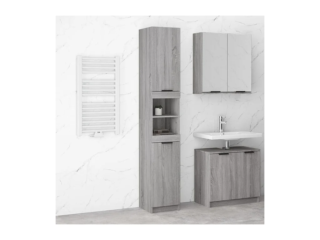 Armoire de bain Sonoma gris 32x34x188,5 cm Bois d'ingénierie