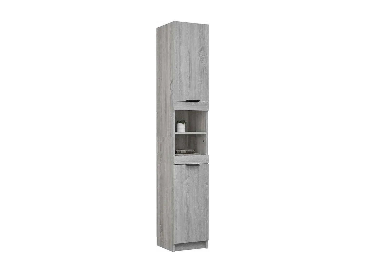 Badschrank Grau Sonoma 32x34x188,5 cm Holzwerkstoff